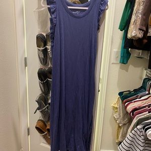 Blue Ruffle Sleeve Maxi Dress